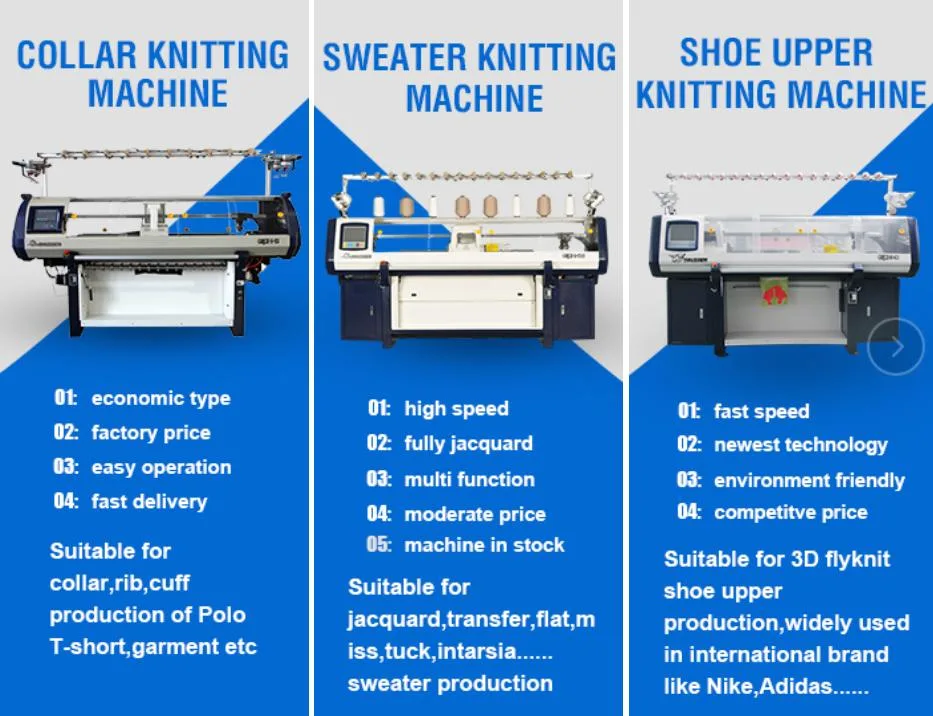 Multi Gauge 52/60/72/80inch High Speed Flat Knitting Machine for Collar School Uniform Jersey Scarf Sweater Cuff Shoe Upper Cardigan